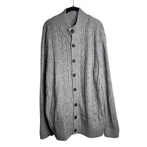 1-14 QI CASHMERE NWT Men's Cardigan Button Down Gray XXL